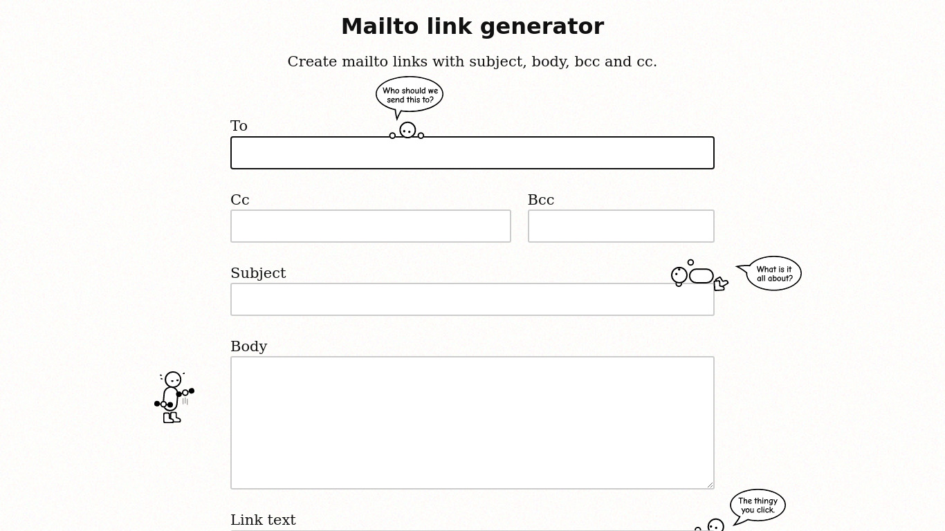 Mailto link generator Landing page