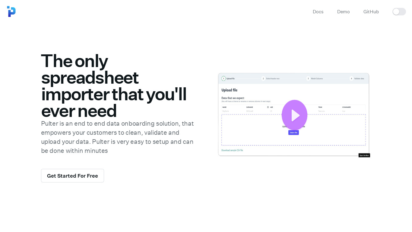 Pulter Landing page