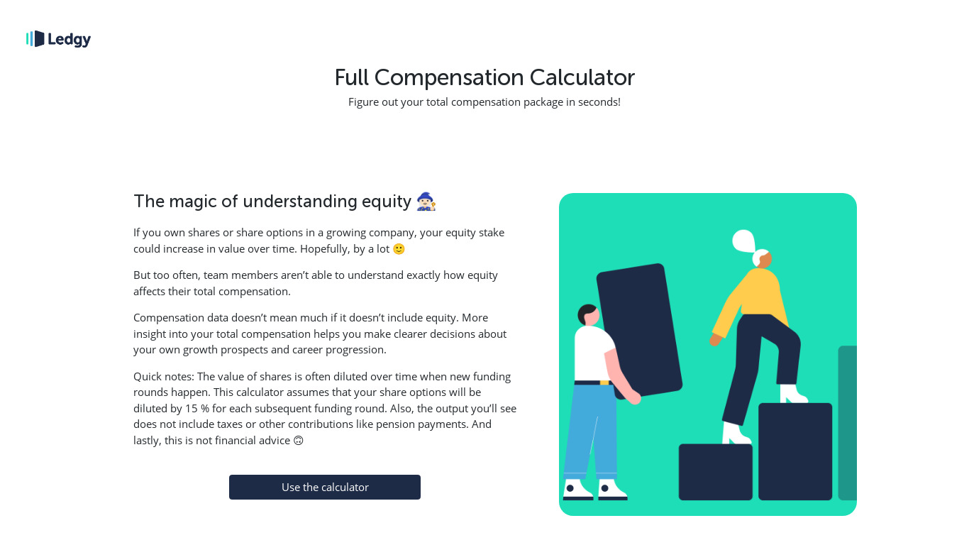 The Full Compensation Calculator Landing page
