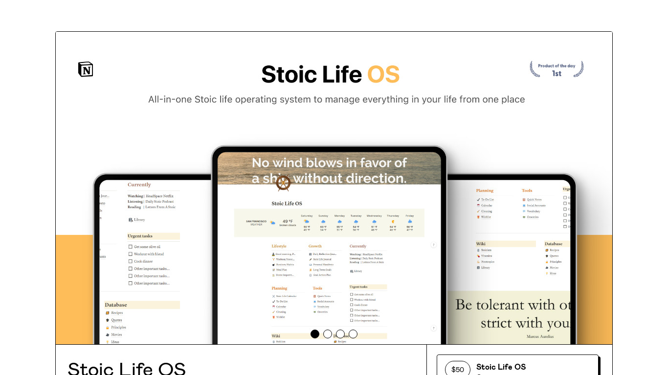 Stoic Life OS Landing page