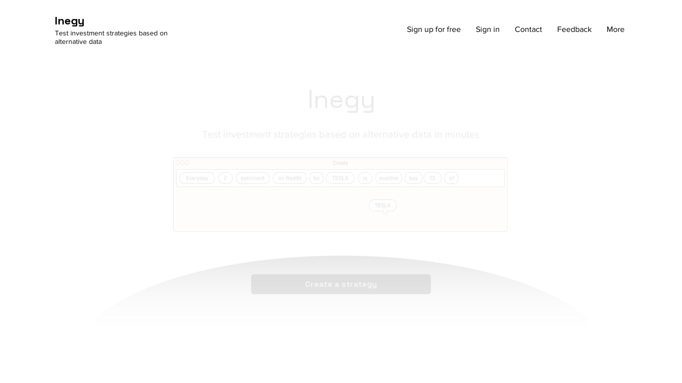 Inegy Landing page