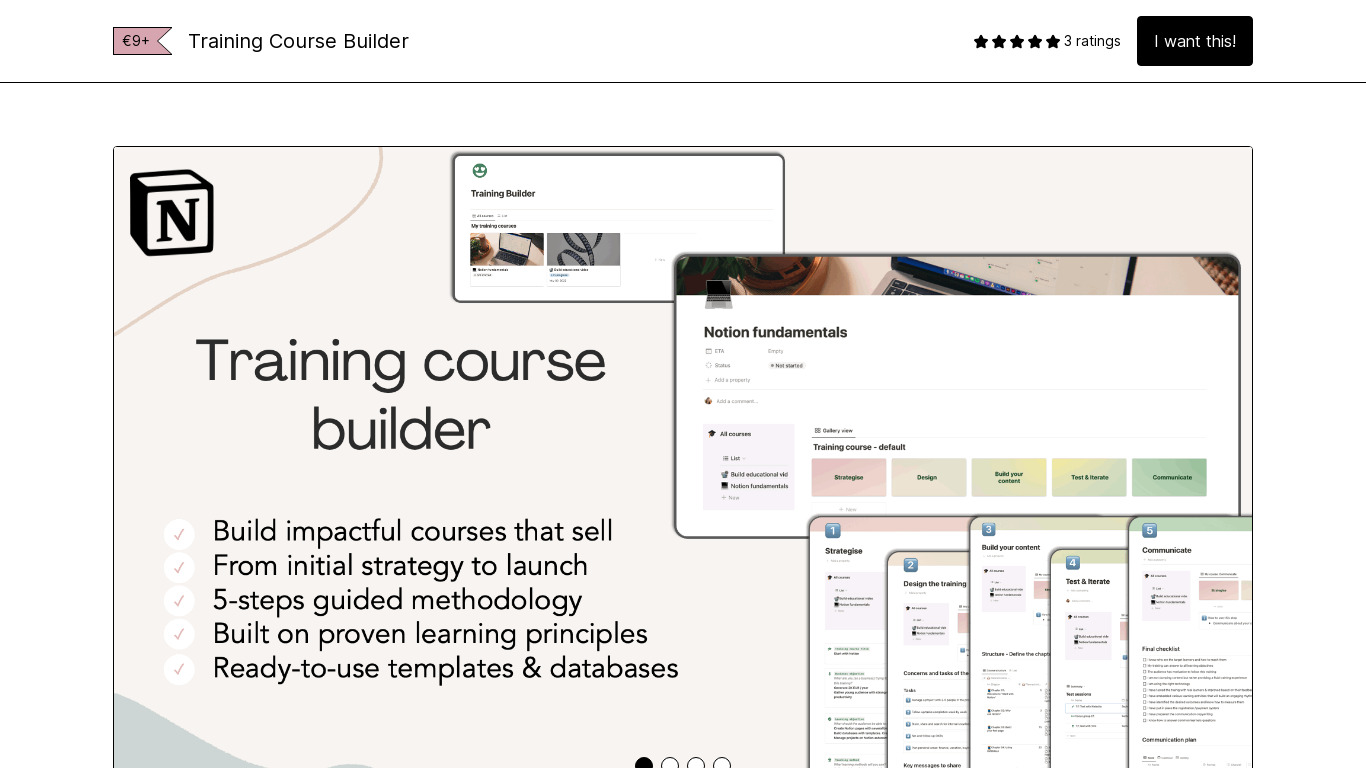 Training Course Builder Landing page