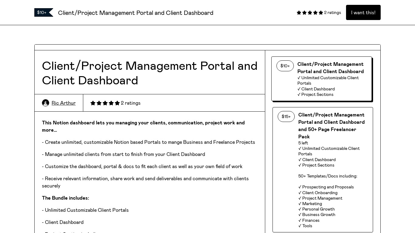Project Portal & Client Dashboard Landing page