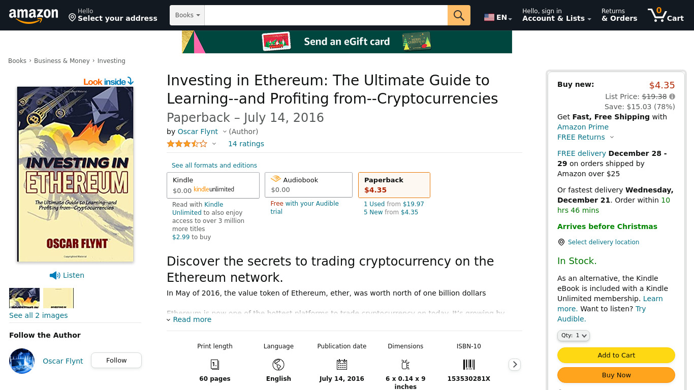 Investing in Ethereum Landing page