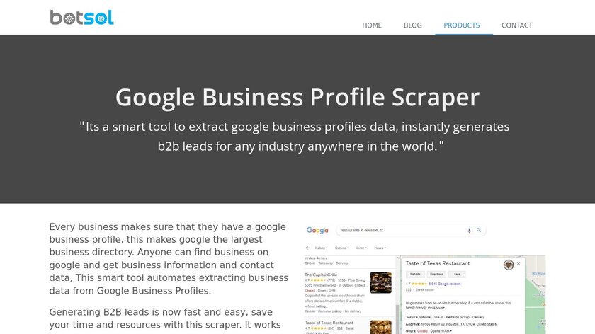 Botsol Google Business Profile Scraper Landing Page