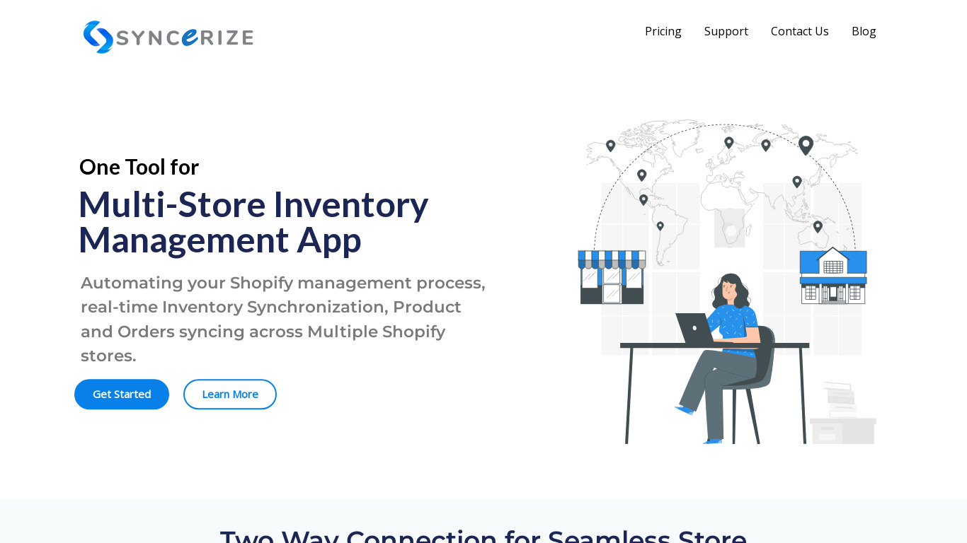 Syncerize Landing page