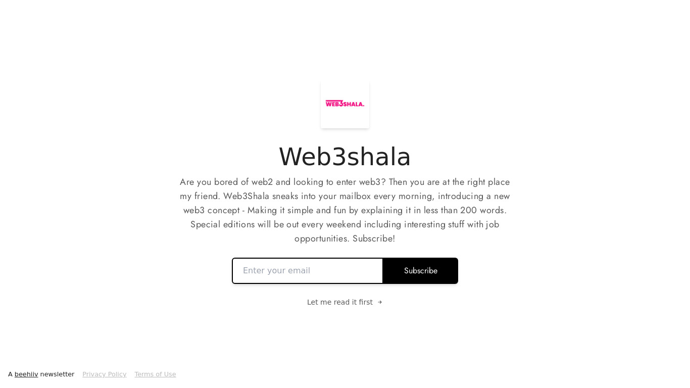 Web3Shala. Landing page