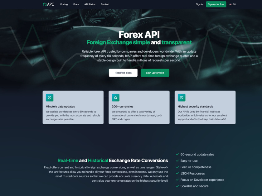fxAPI Landing Page