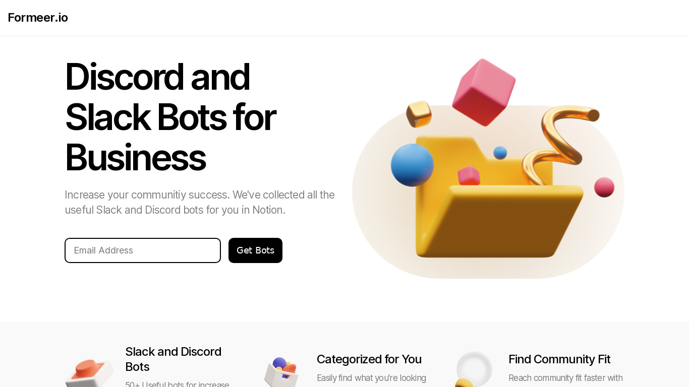 Bots for Business Landing page