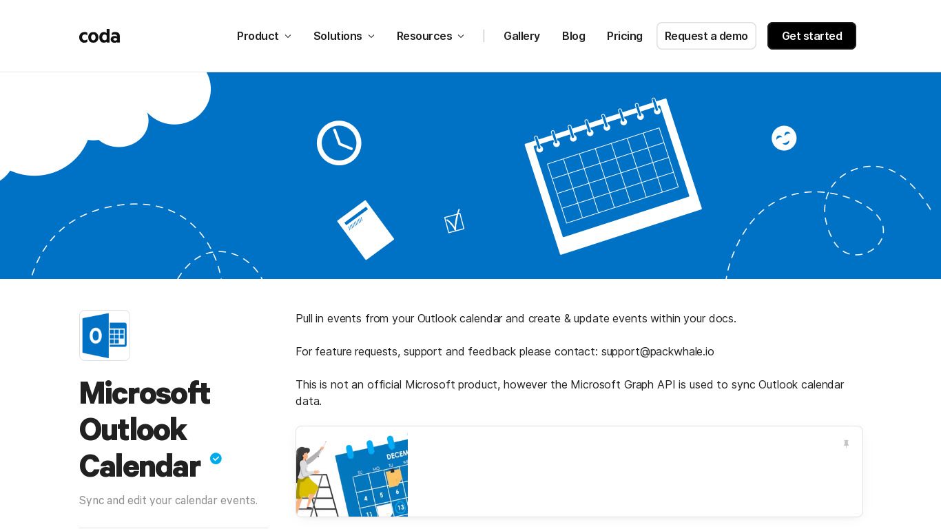 Microsoft Outlook Calendar Pack Landing page