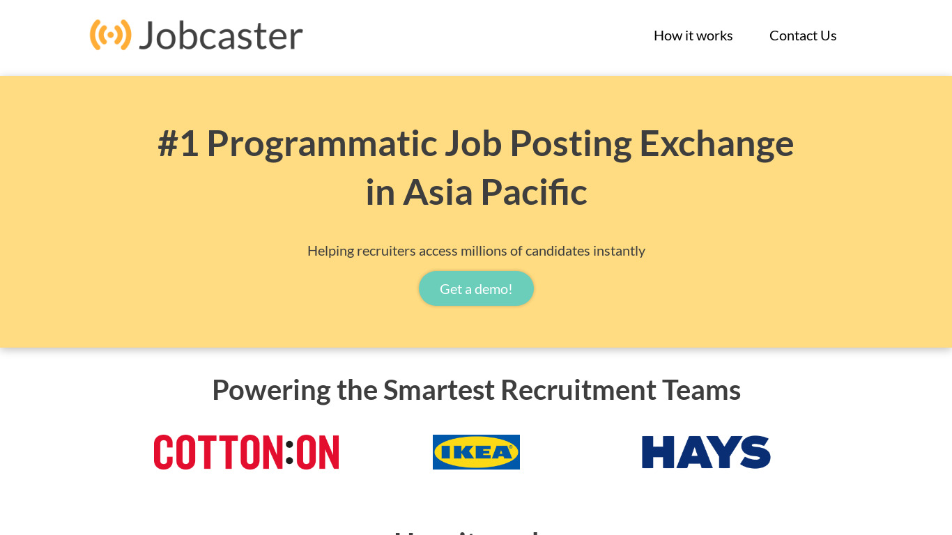 Jobcaster Landing page