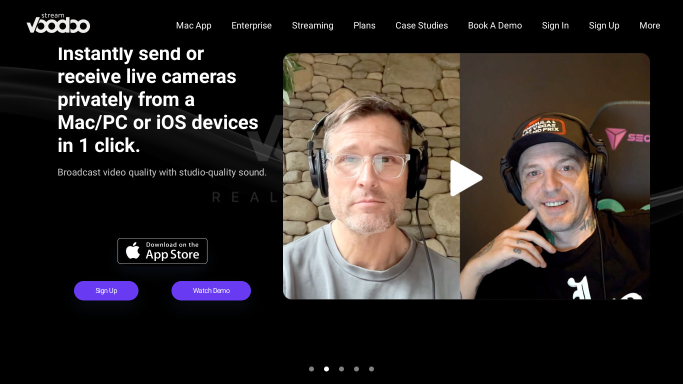 StreamVoodoo Landing page