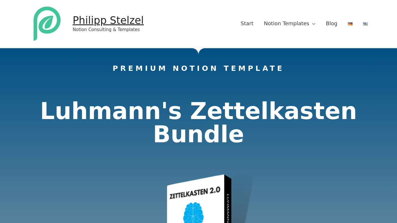 Luhmann's Zettelkasten for Notion Landing page