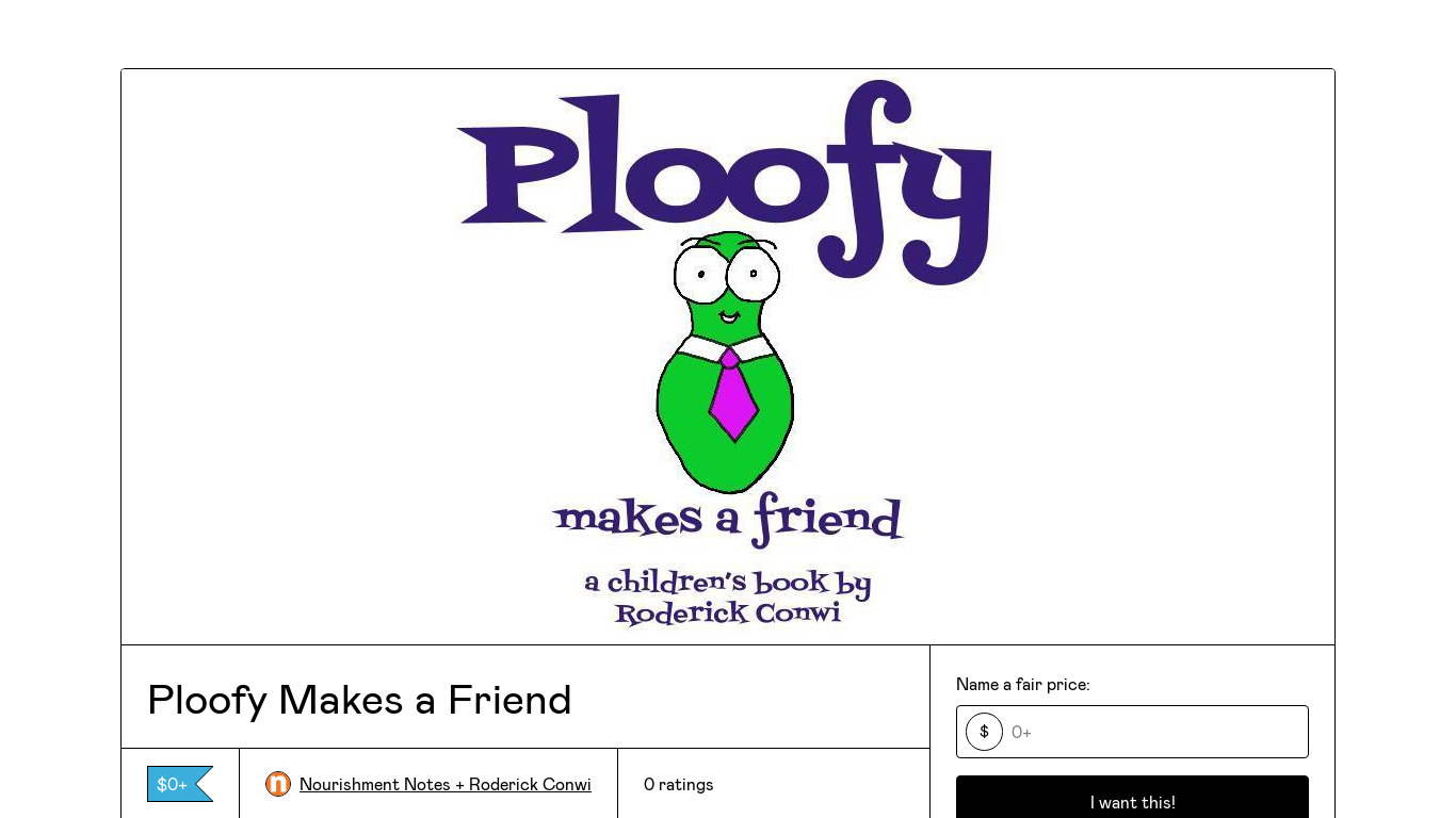 Ploofy Makes a Friend Landing page