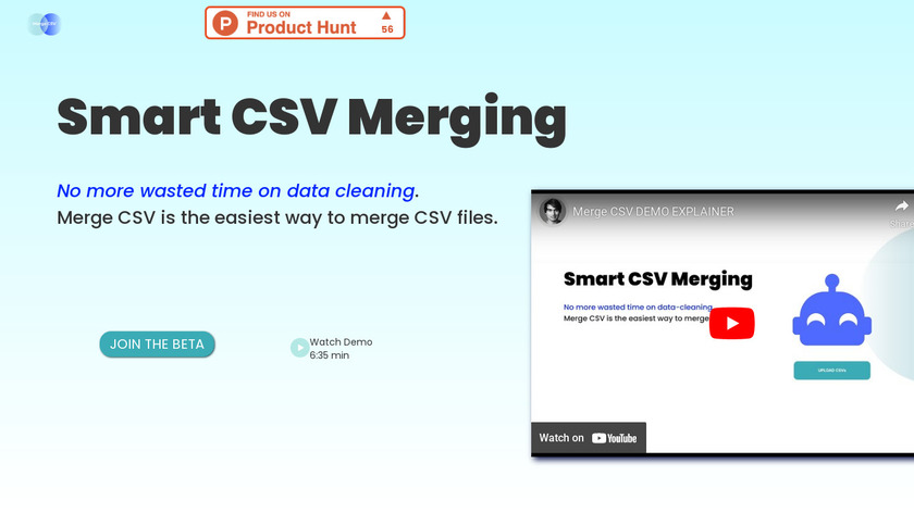 MergeCSV Landing Page