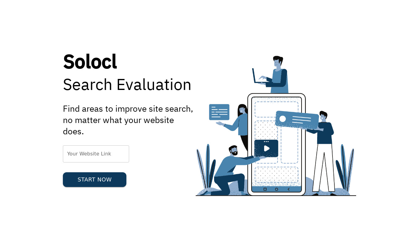 Solocl Search Evaluation Landing page