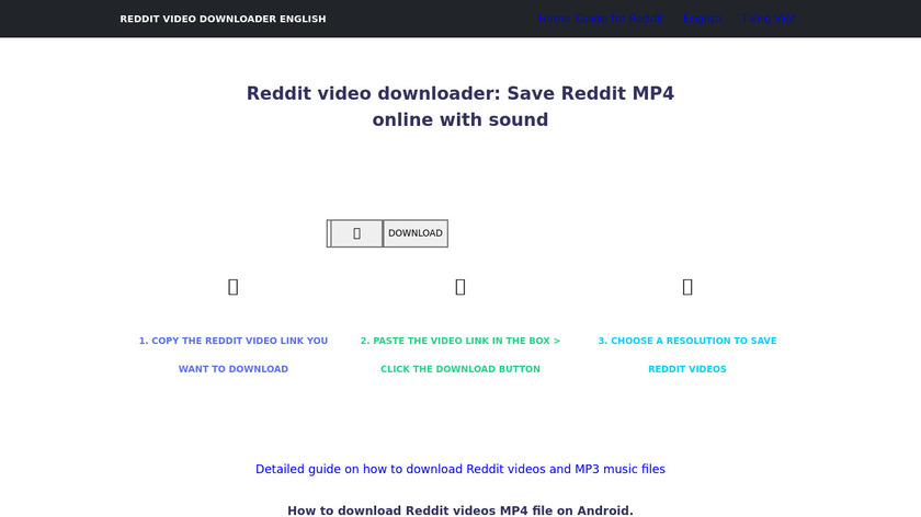 Reddit Video downloader App Landing Page