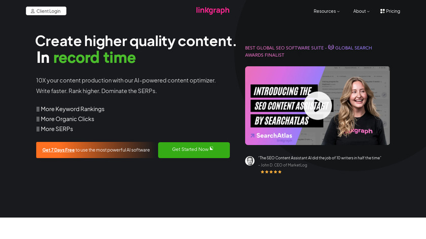 SEO Content Assistant by SearchAtlas Landing Page