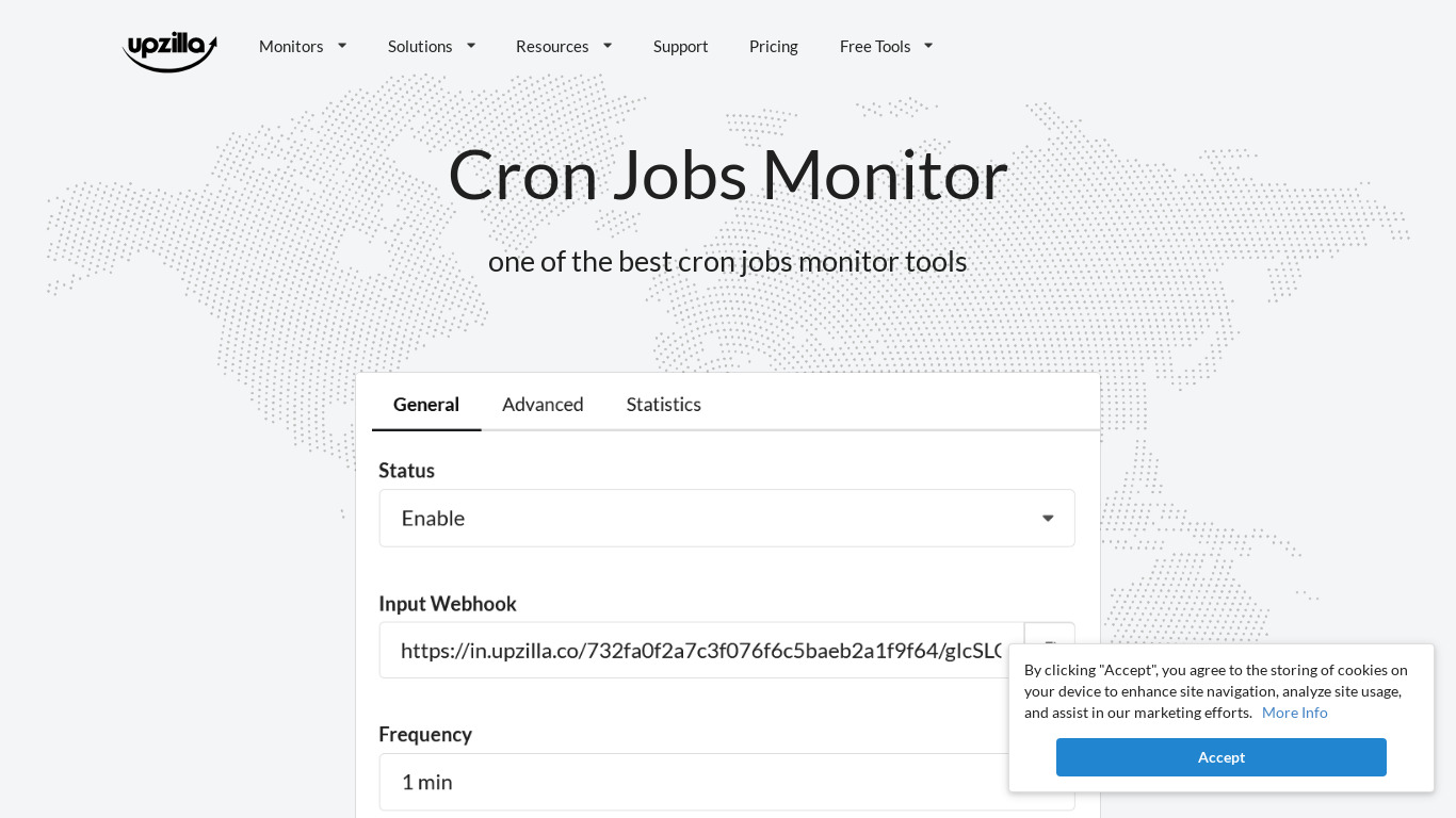 Cron Jobs Monitoring by Upzilla Landing page