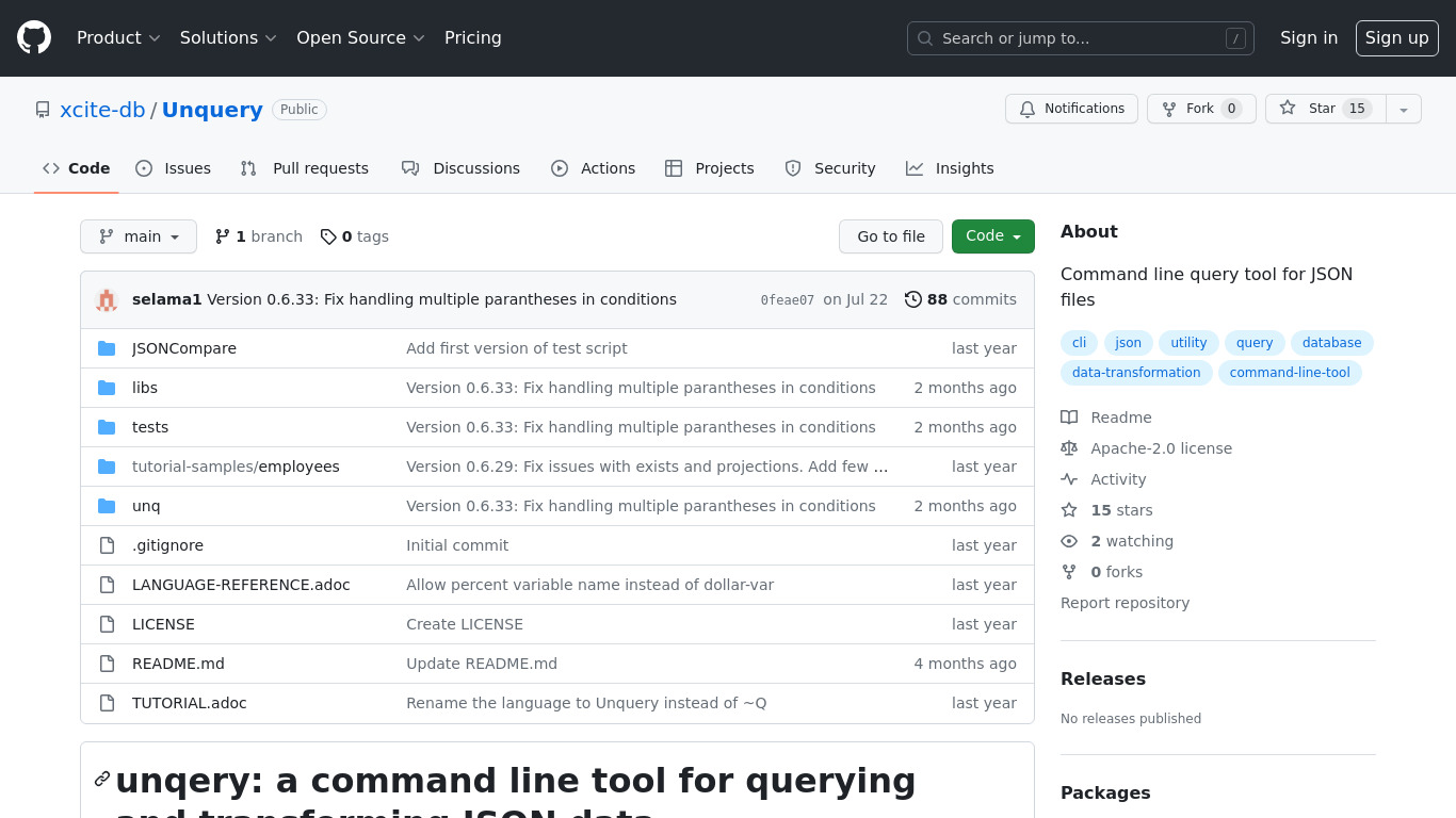 Unquery Landing page