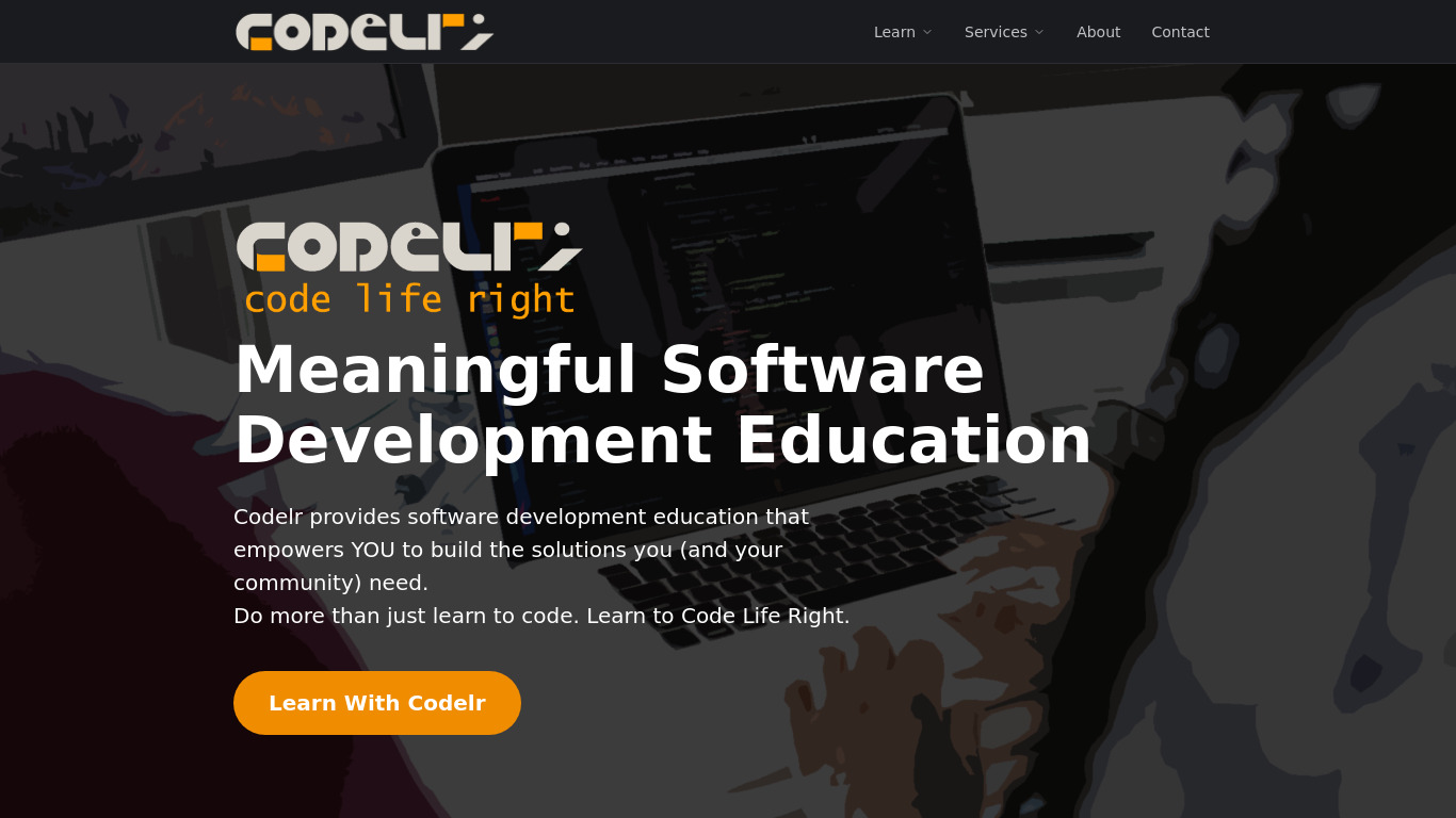 Codelr Landing page