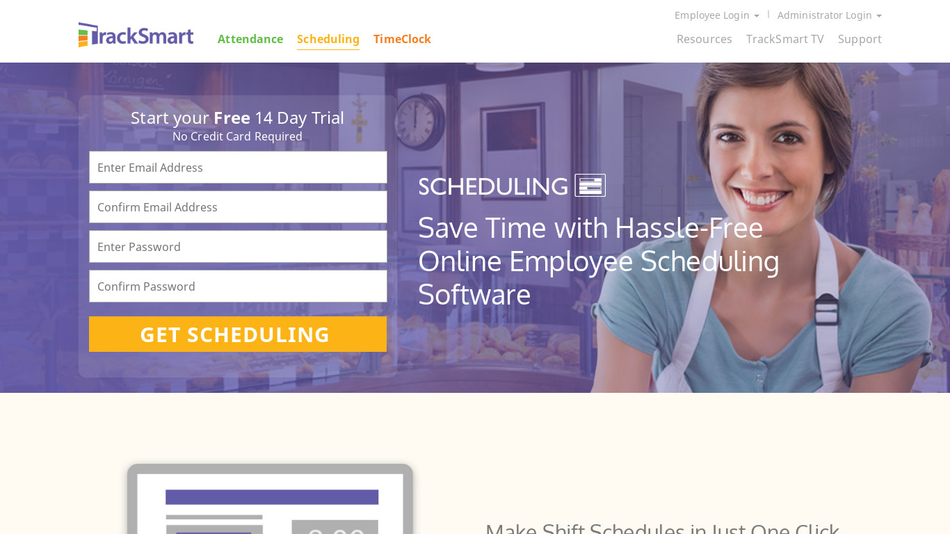 Hello Scheduling Landing page