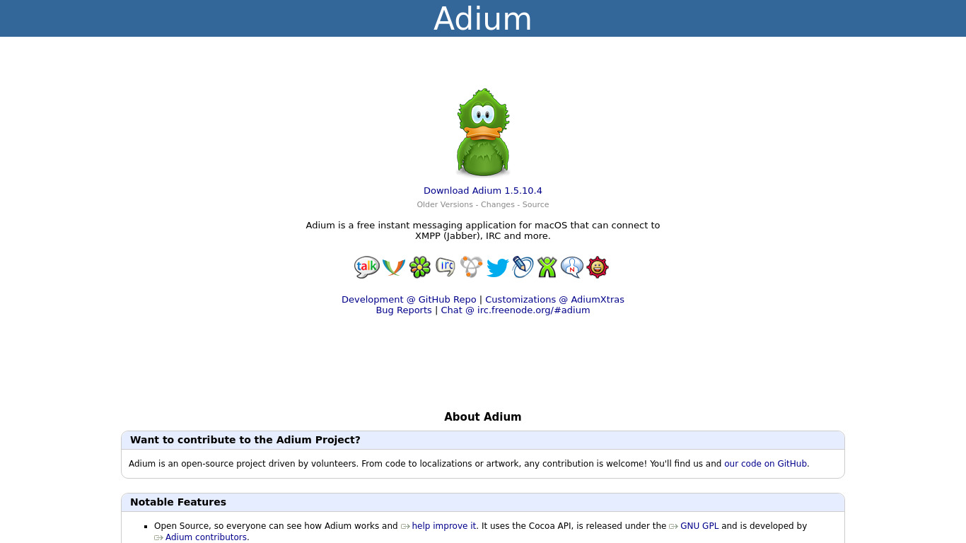Adium Landing page
