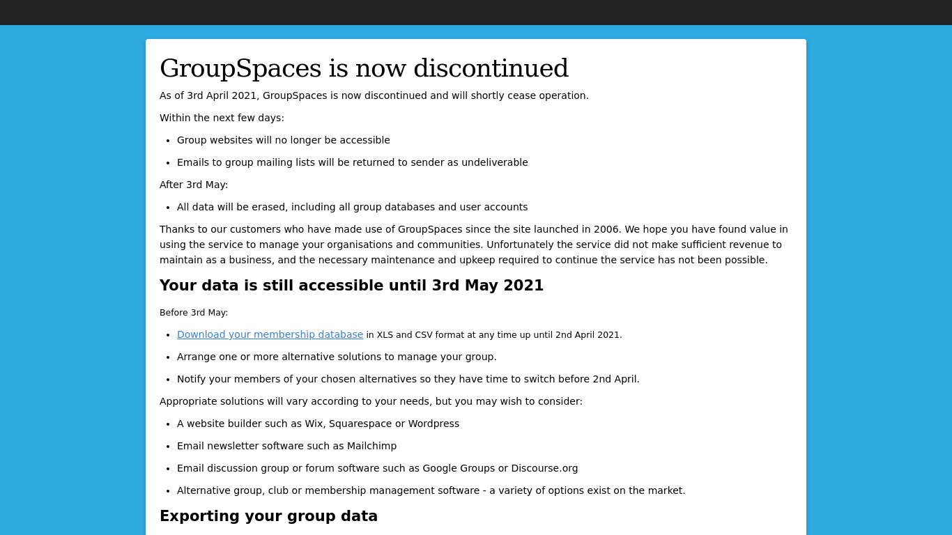 GroupSpaces Landing page