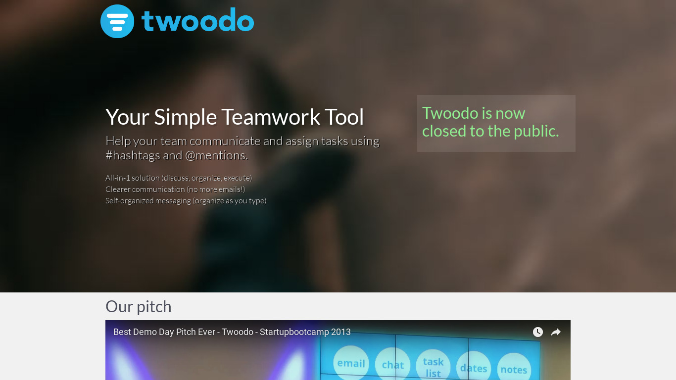 Twoodo Landing page