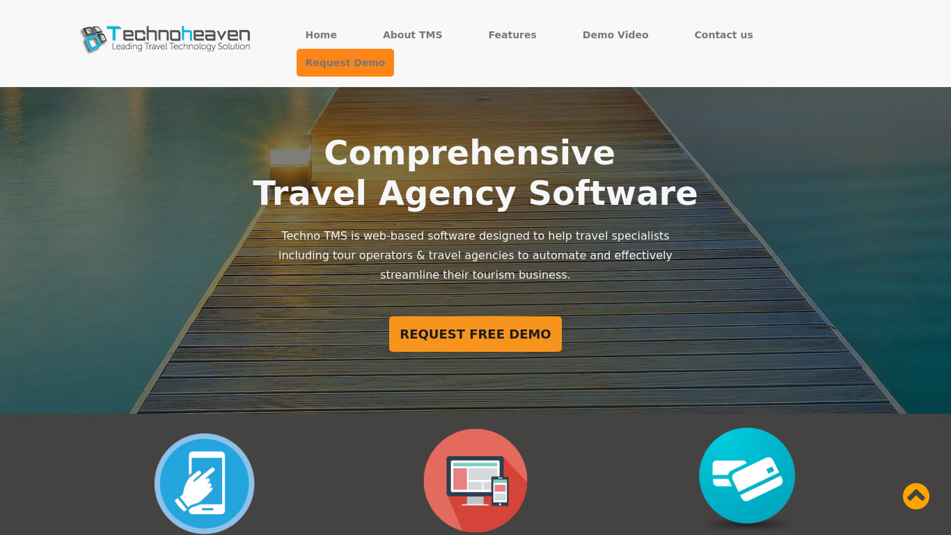 travelagency.software Techno TMS Landing page