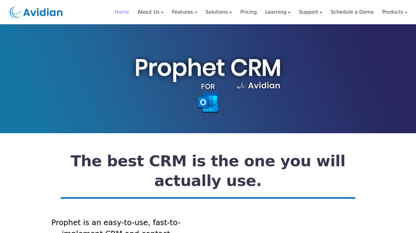 Prophet CRM Landing Page