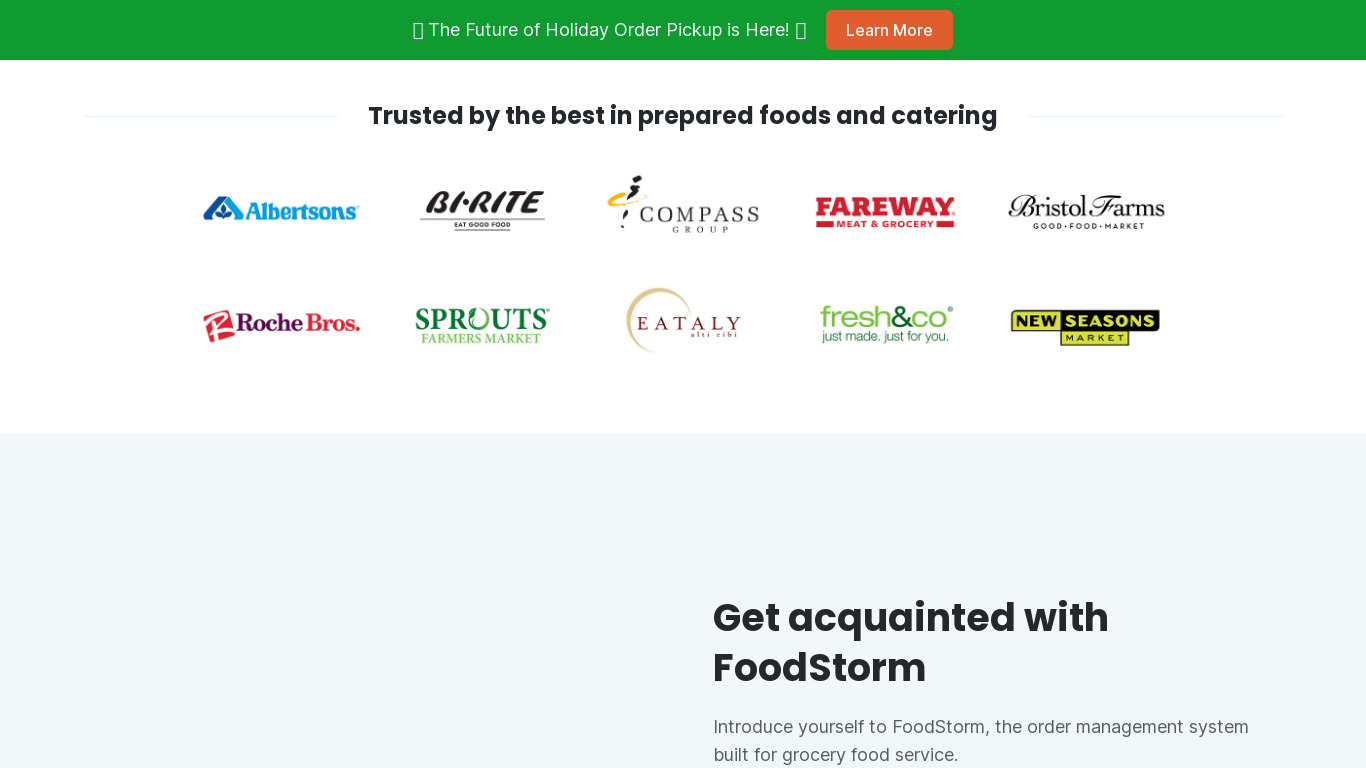 Foodstorm Landing page