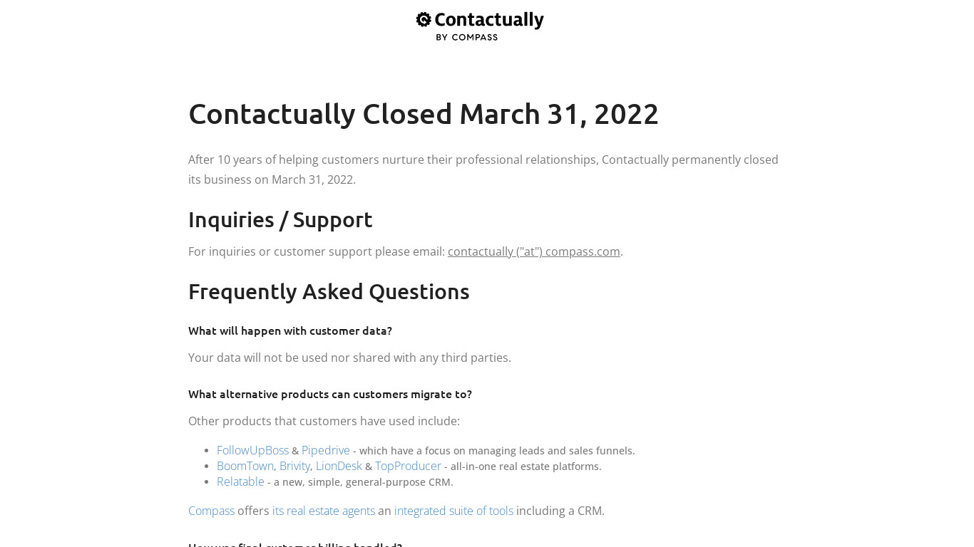 Contactually Landing page