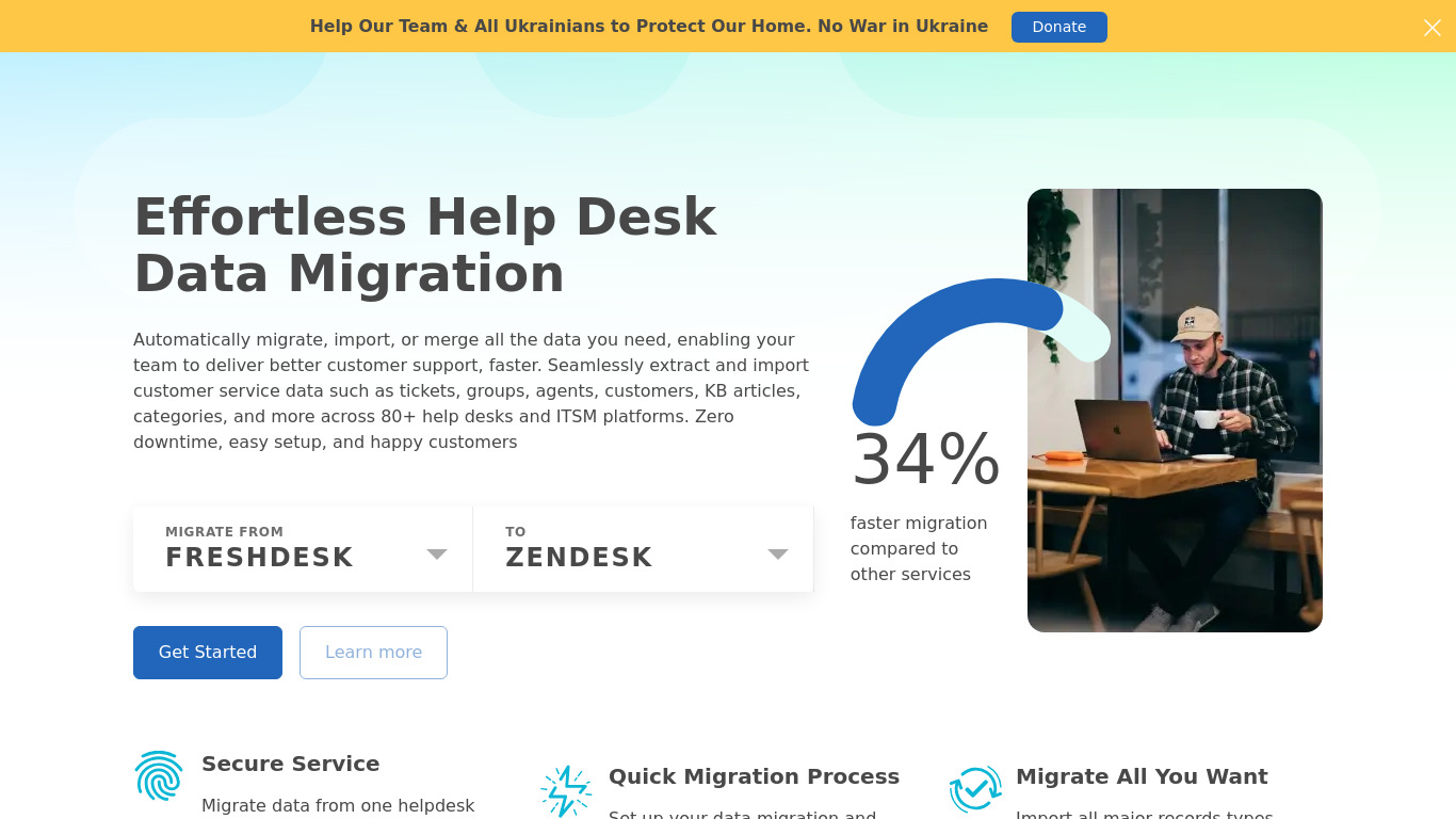 Help Desk Migration Landing page