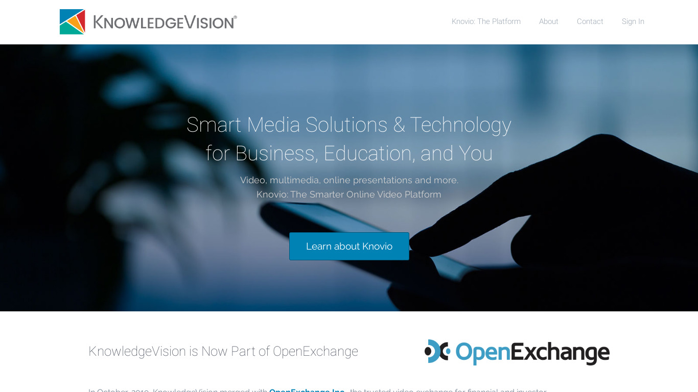 KnowledgeVision Landing page