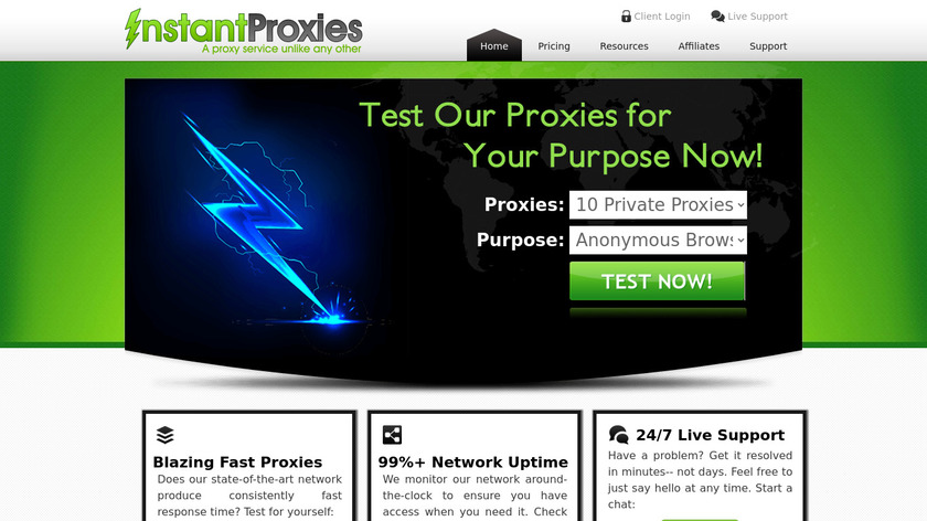 Instant Proxies Landing Page