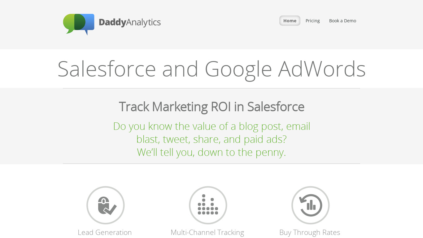 Daddy Analytics Landing page