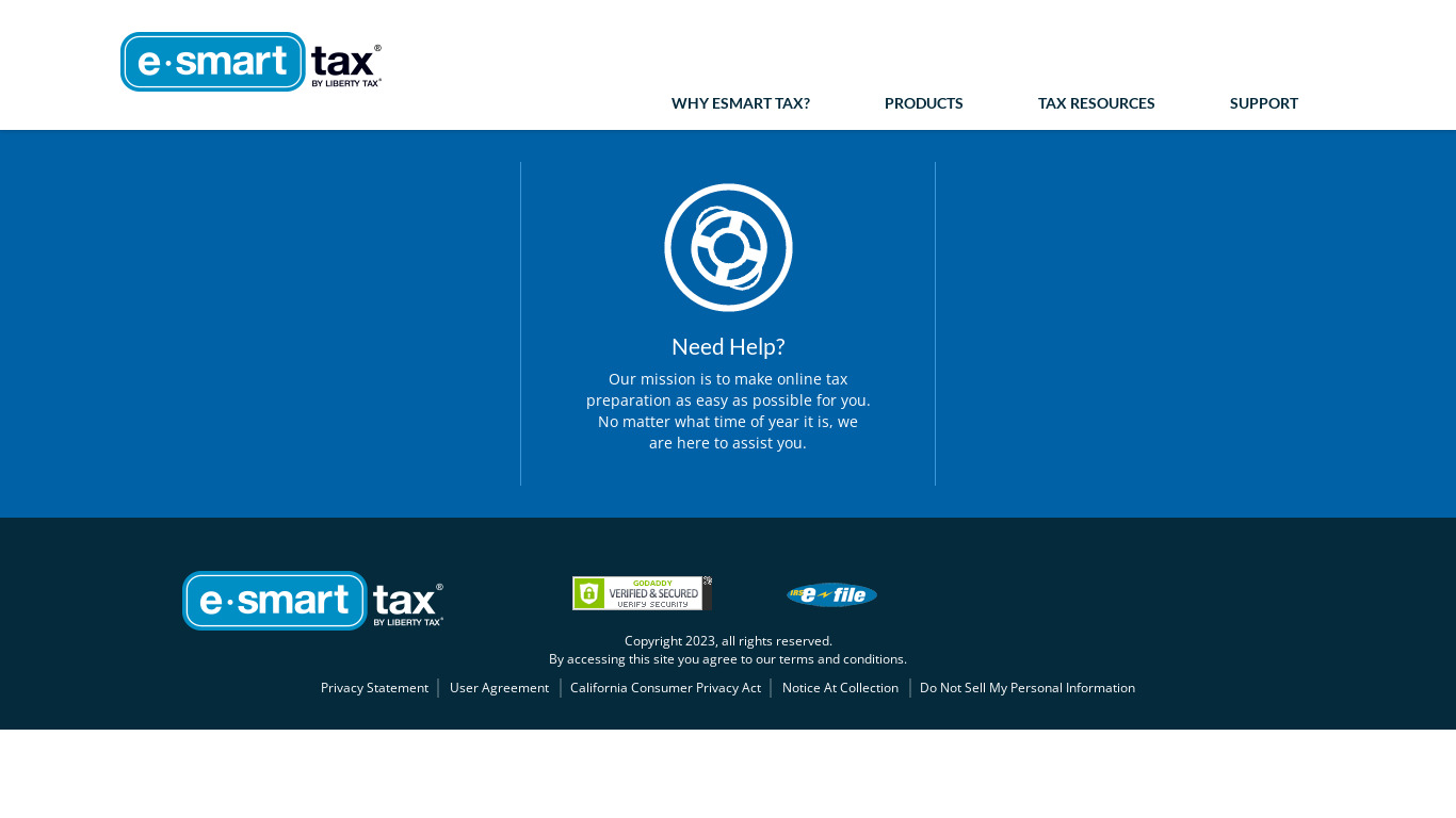 eSmart Tax Landing page
