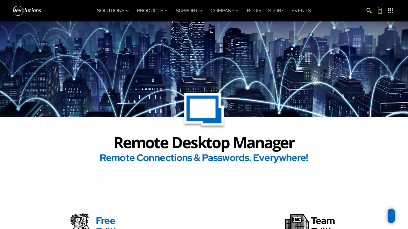 Devolutions Remote Desktop Manager Landing page