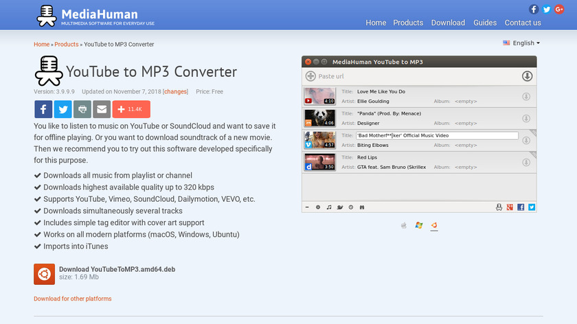 MediaHuman YouTube to MP3 Converter Landing Page