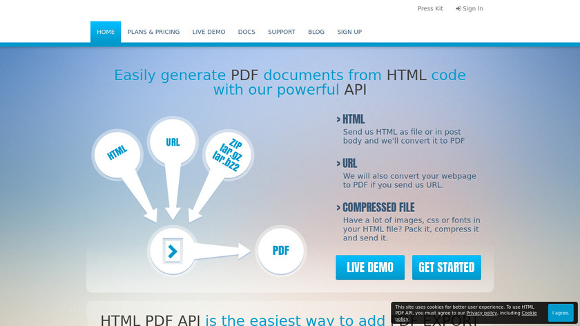 HTML PDF API Landing Page