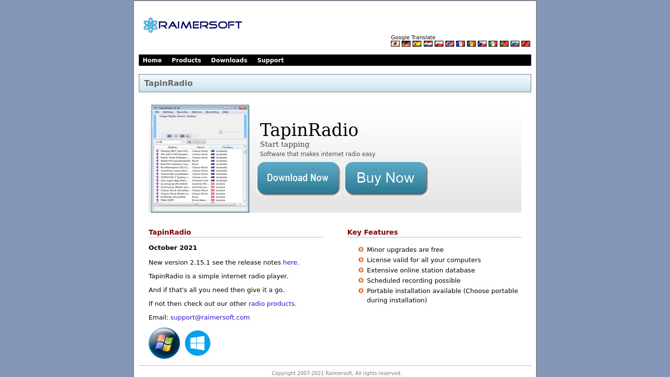 TapinRadio Landing page