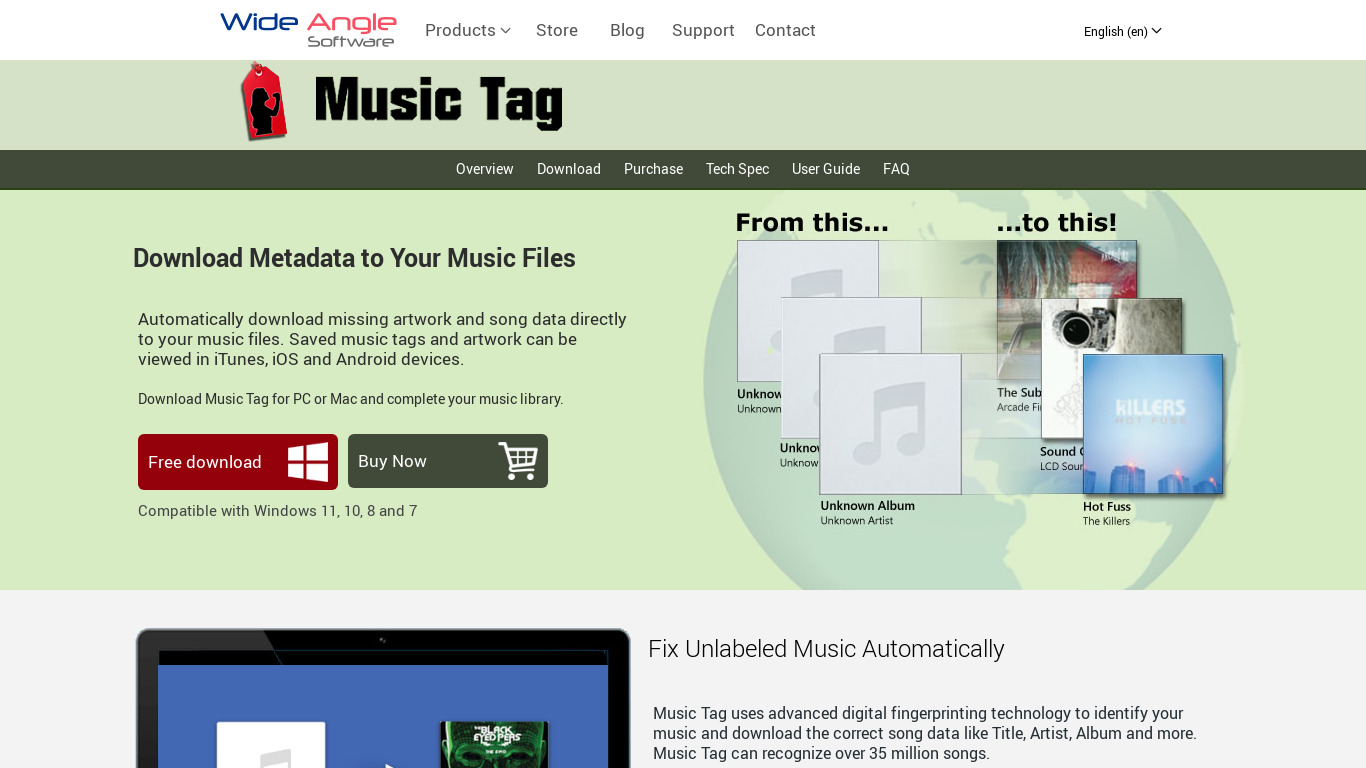 Music Tag Landing page