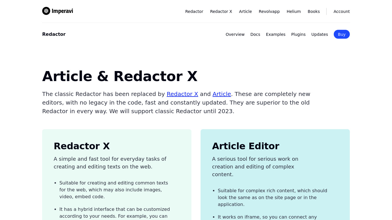 Redactor Text Editor Landing page