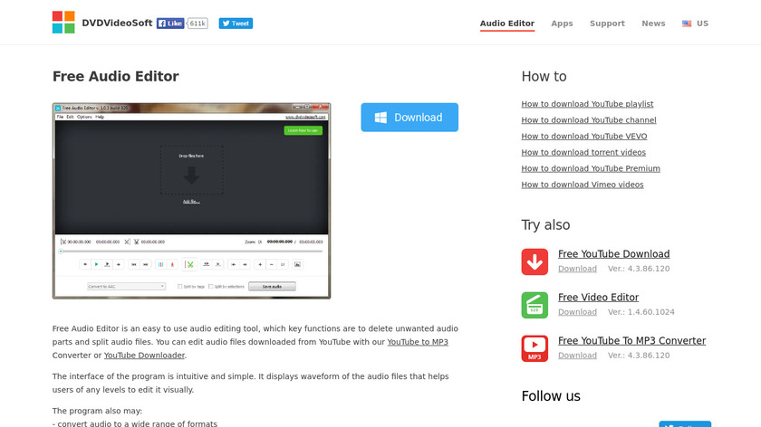 DVDVideoSoft Free Audio Dub Landing Page
