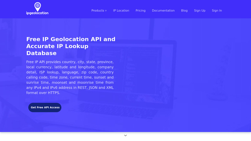 ipgeolocation.io Landing Page