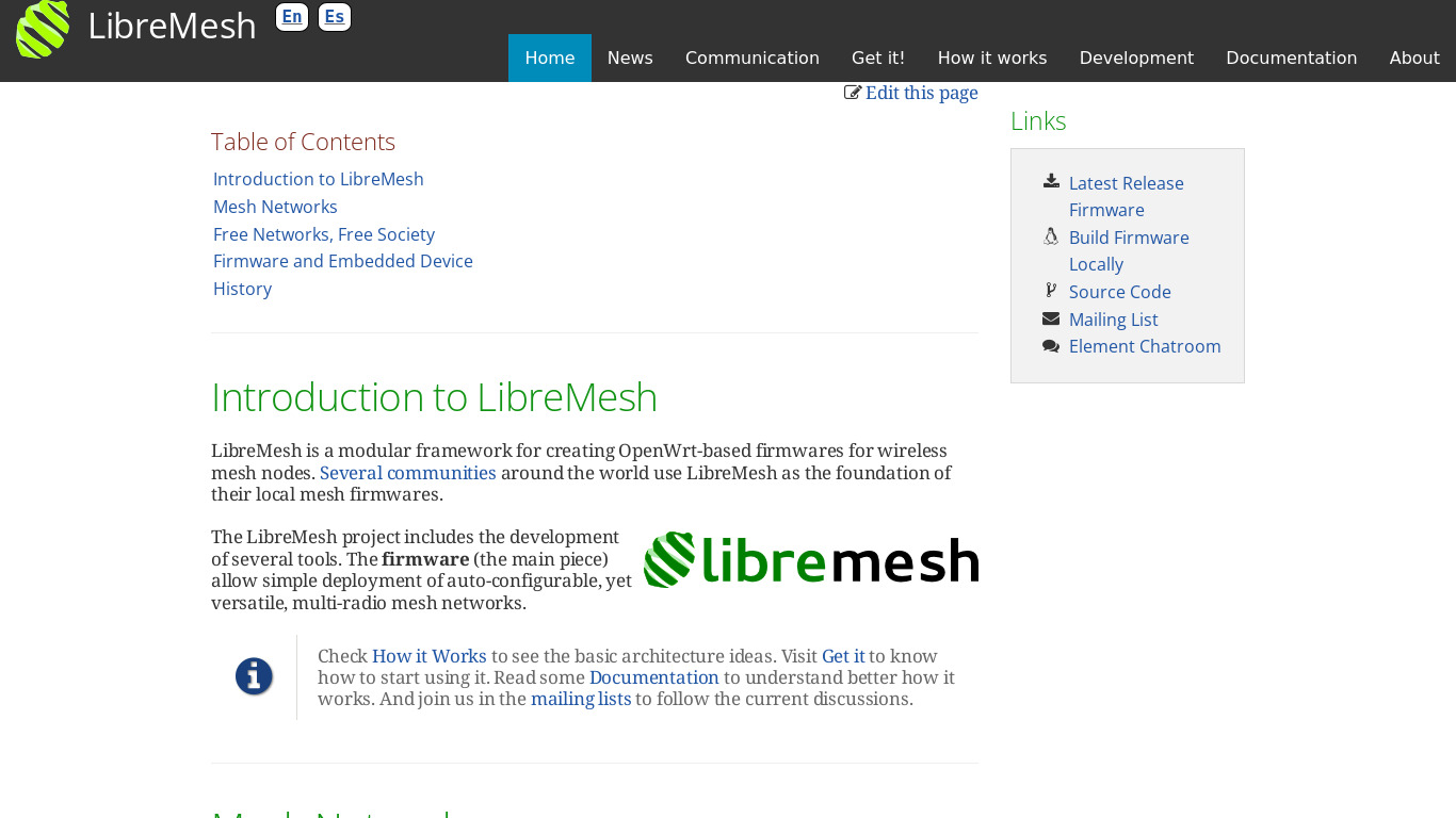 LibreMesh Landing page