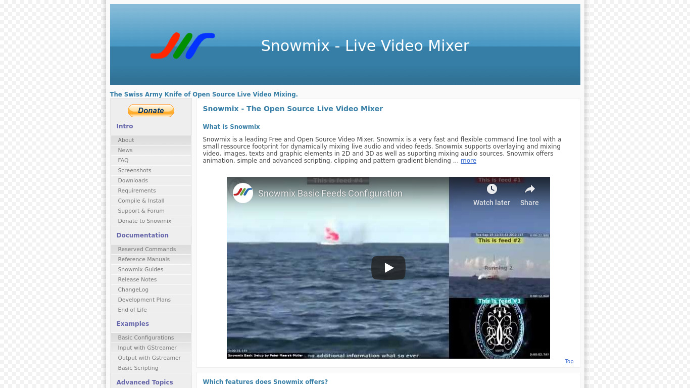 Snowmix Landing page