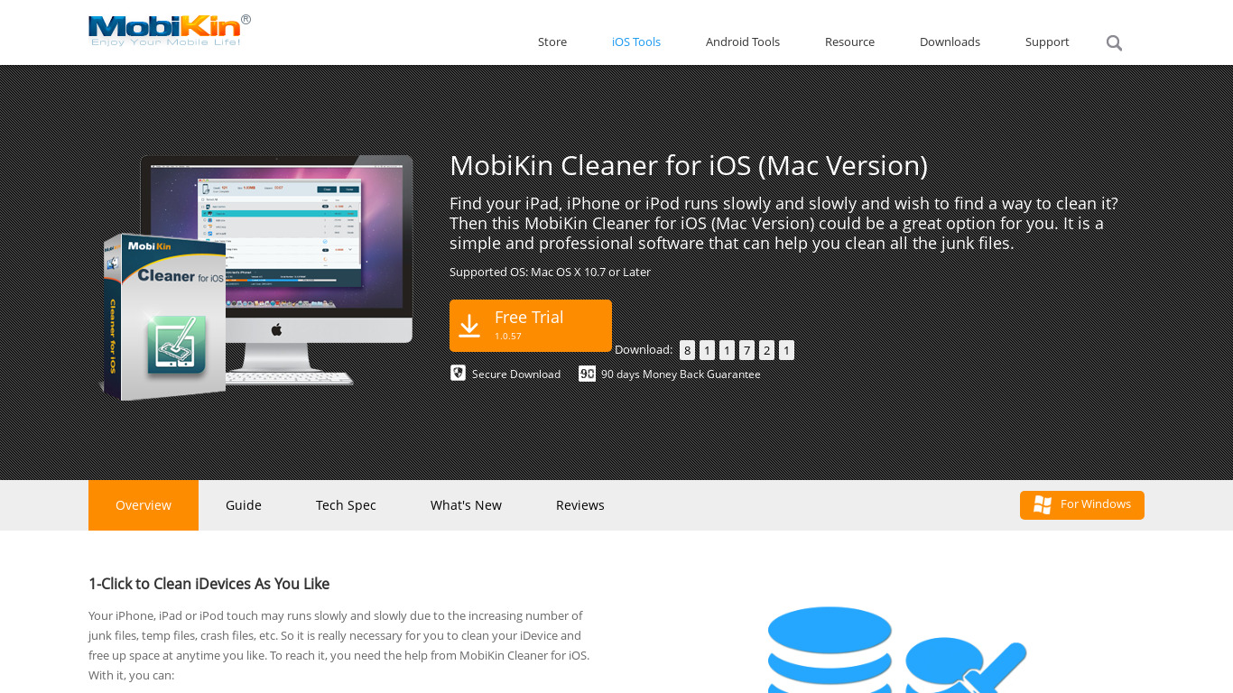 MobiKin Cleaner for iOS Landing page