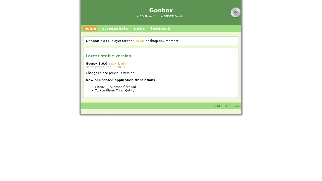 people.gnome.org Goobox Landing page